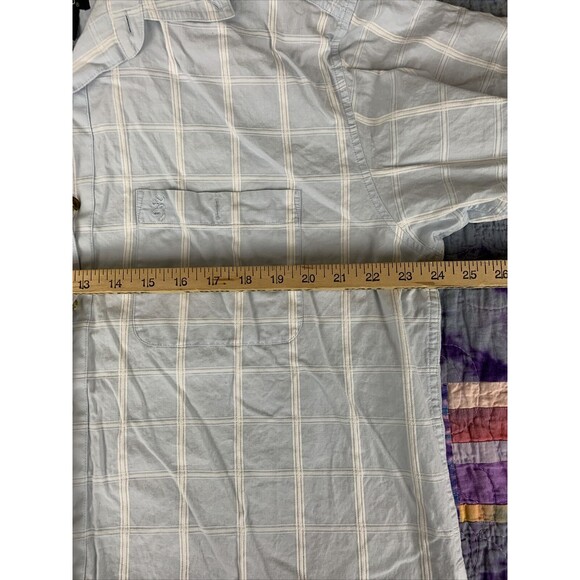 Browning Mens Large Button Up Short Sleeve Plaid Embroider Logo Pocket Outdoors - Picture 6 of 9